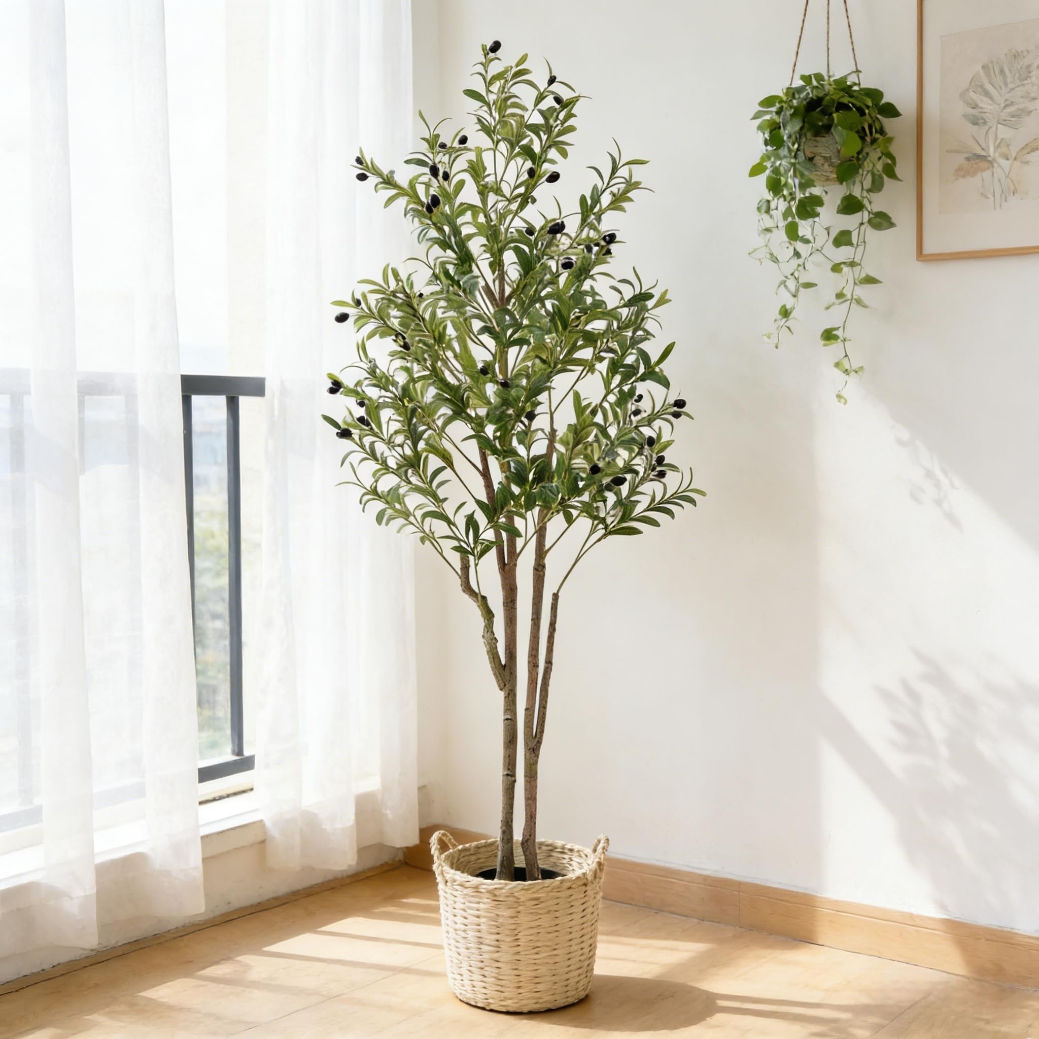 Panana Artificial Plant Set of 1 Olive Tree,180cm Tall Decorative Faux Plants in Pot Indoor Outdoor(180cm Olive Tree, 1 Pack)