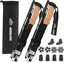 HCENJOC Trekking Poles Set of 2, Collapsible Cork Handle Aluminum Hiking Poles with Quick Lock System, Telescopic, Collapsible, Ultralight for Women Men, Hiking, Camping, Climbing