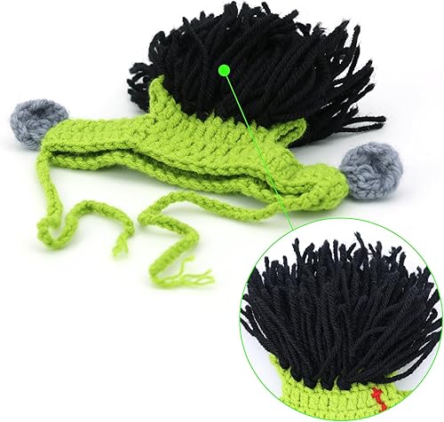 Miniatura 5 de NACOCO Disfraz de Halloween para cosplay, gato, gatito, perro pequeño, cachorro, peluca para la cabeza, rastas, sombrero de punto, gorra de lana