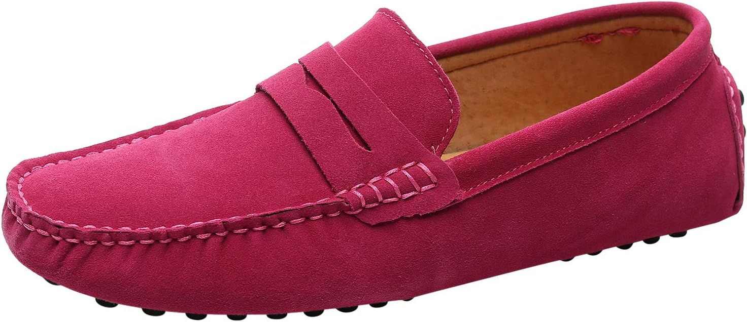 ANUFER Men’s Suede Leather Penny Loafers Comfort Driving Shoes Moccasin Slippers
