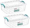 BH | 6.2L - Rectangle Multi-functional Clear Storage Boxes Containers with Lids | Pack of 2 | Heavy Duty Stackable Underbed, Boxes Use for Home, office, Kitchen, Toys and Goods - By BEST HOUSE