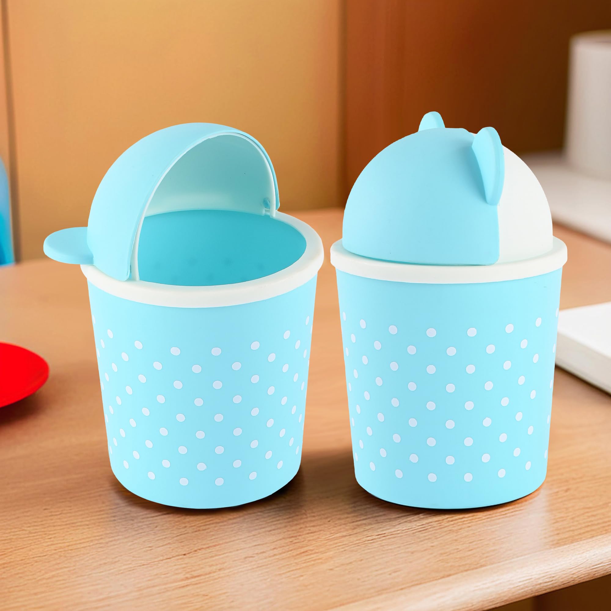 Cute Small Dustbins - Sky Blue Pack of 2 -1