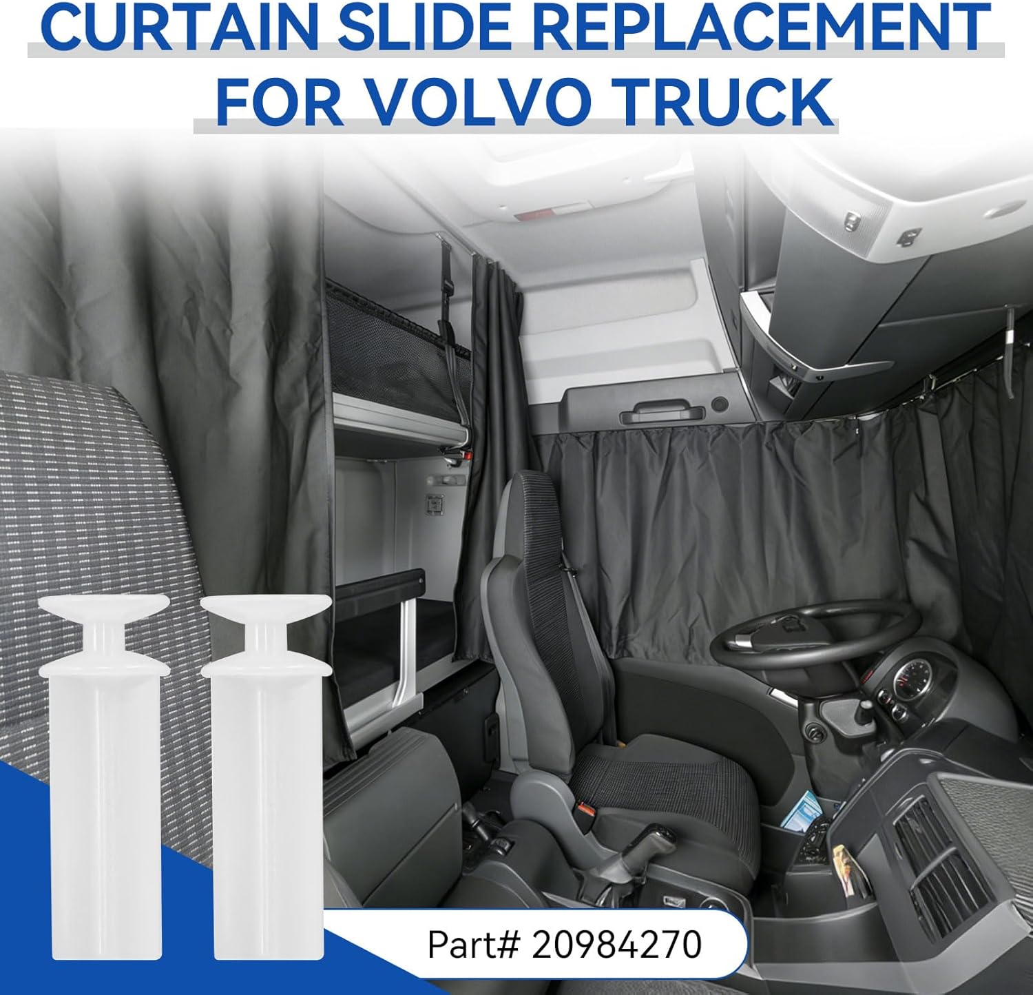20Pack Curtain Track Glider Replacement for Volvo Truck Curtains 20984270 Curtain Track Slider Compatible with Volvo VNL Curtains Carriers Slide and Roller Truck Accessories Replacement for Semi Truck