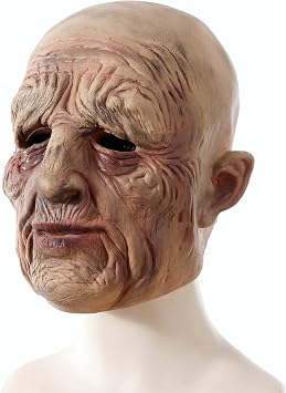 Fiend mask Halloween Old Man Head Latex Horror mask, Stage Performance Props Simulation Decoration