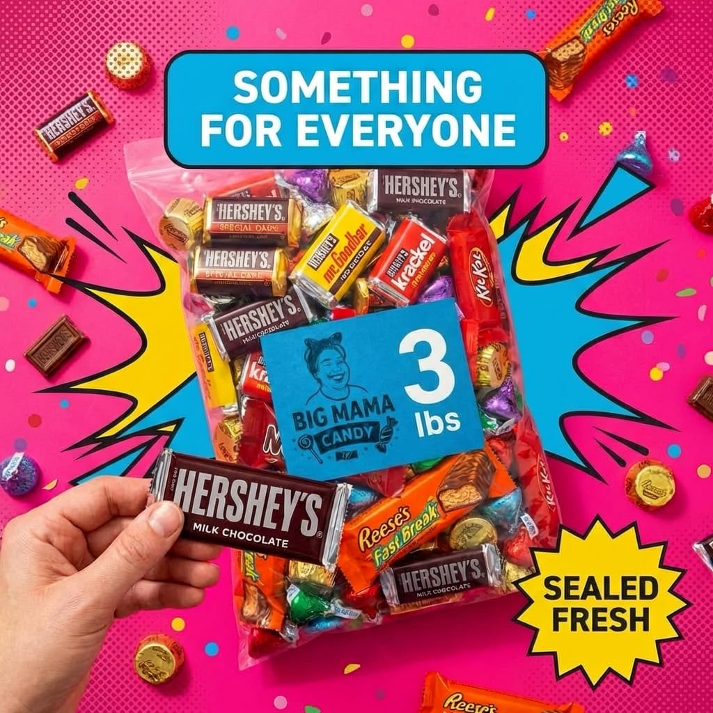 Chocolate Candy Variety Pack 3 lbs - Bulk Candy Assortment, Fun Size Mini Bars Individually Wrapped for Parties, Pinata & Goodie Bags