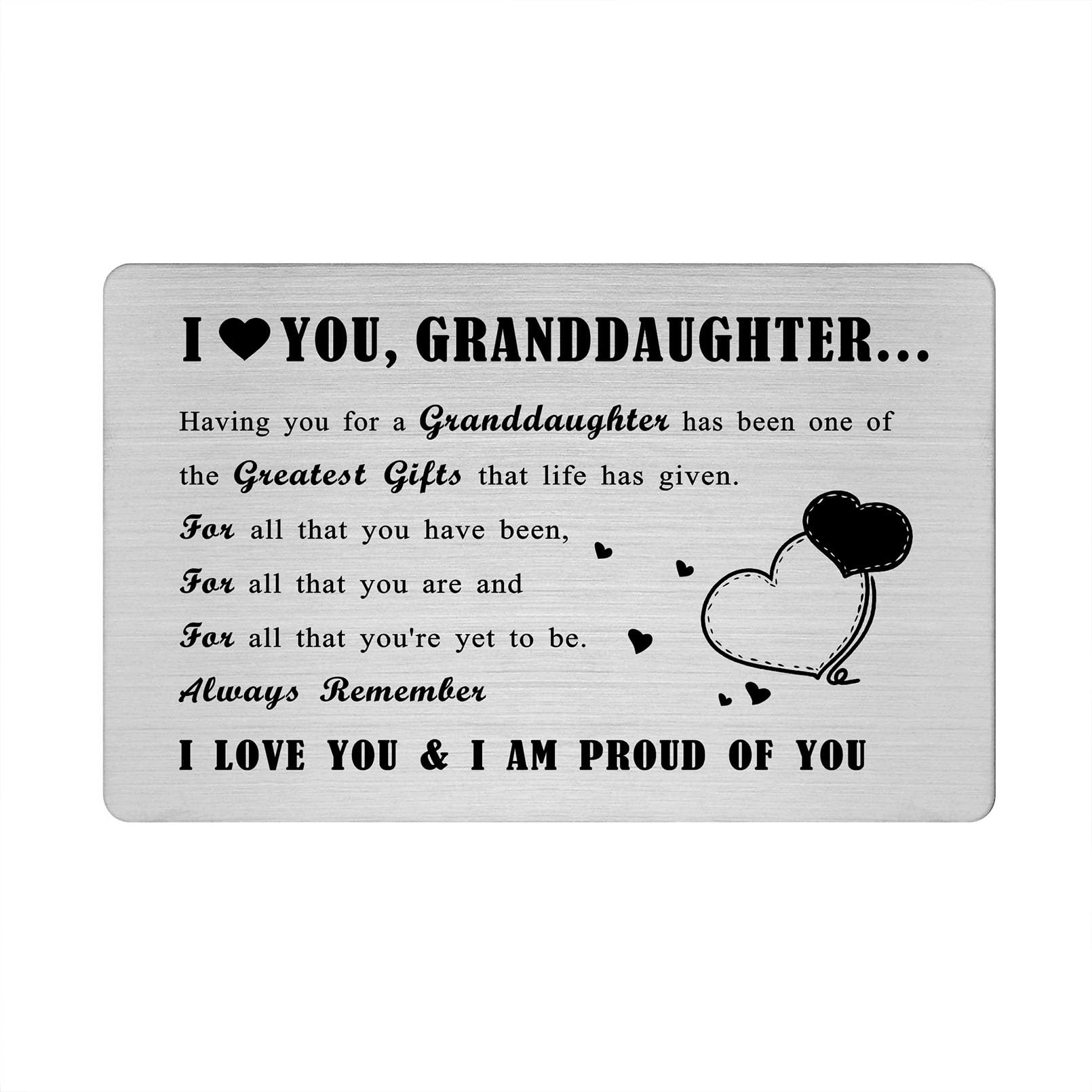 Richesele Gifts for Granddaughter from Nana & Grandad, Engraved Metal Wallet Card to My Grand Daughter