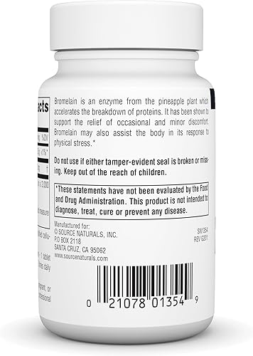 Miniatura 3 de SOURCE NATURALS Tableta de bromelina 2000, 60 unidades