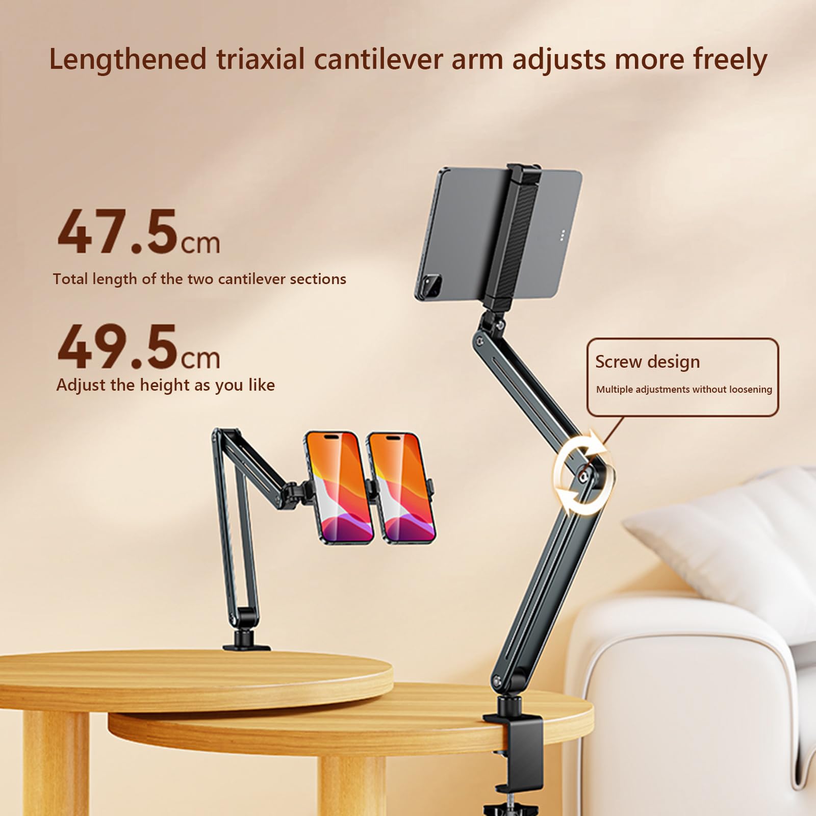 Supporto da tavolo pieghevole for tablet Supporto for tablet versatile in lega di alluminio con rotazione a 360° Supporto for cellulare pigro a sbalzo for iPad/iPhoneX/iPad Pro/N-Swit