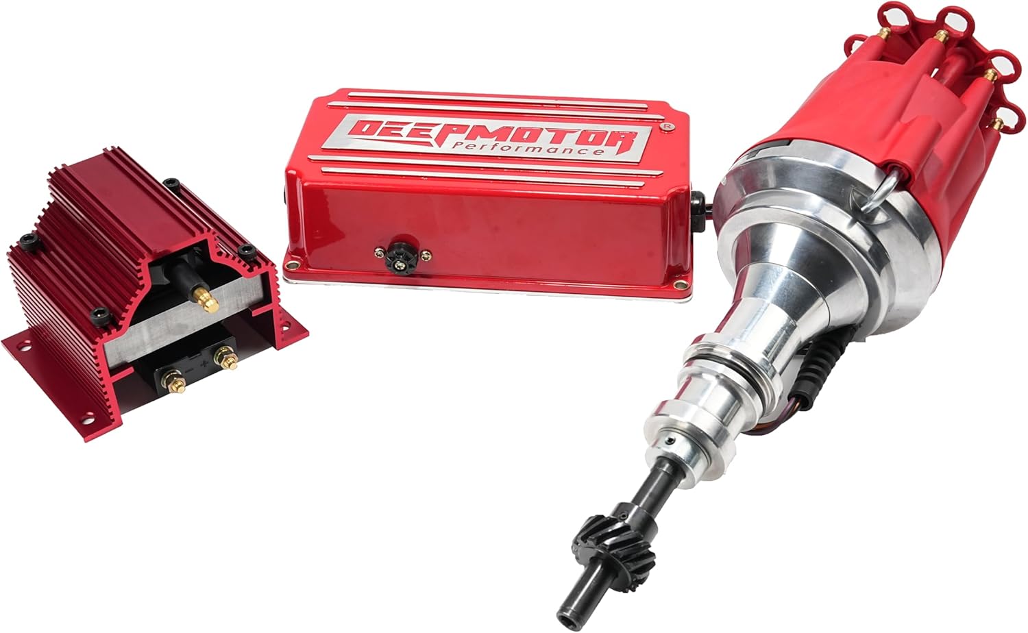 SBF Billet Distributor lgnition Box Coil 289,302,Kit Red Anodized