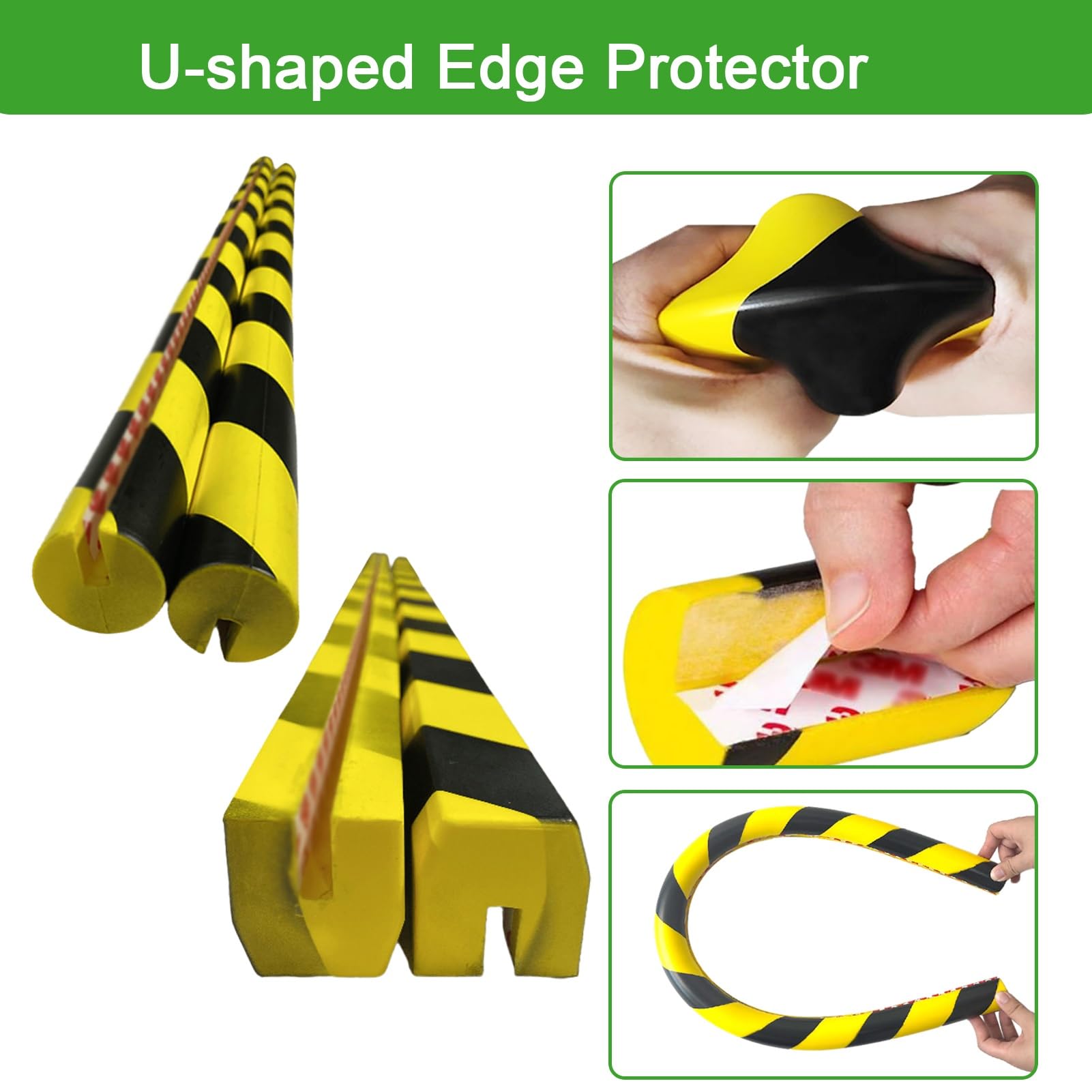 Protector de borde de espuma de 39 pulgadas, protectores de esquina autoadhesivos en forma de U, paquete de 30 parachoques de seguridad industrial para protección contra impactos