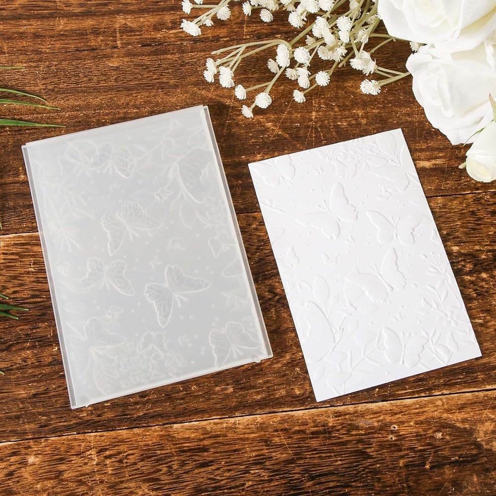 Cartella Per Goffratura 3D, Modello Con Fiore, Foglia E Farfalla Testurizzati Per La Creazione Di Biglietti E Album Di Ritagli~p133241436