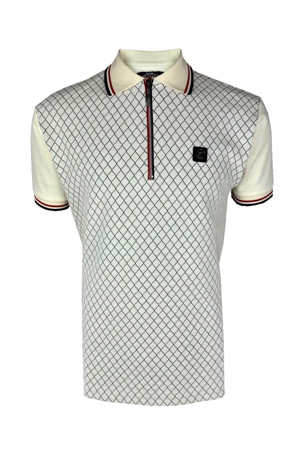 Trojan Men's Ecru Ottoman Jacquard Panel Short-Sleeve Polo Shirt - Tr/9069