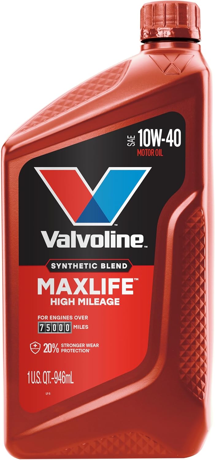 Valvoline High Mileage with MaxLife Technology SAE 10W-40 Synthetic Blend Motor Oil 1 QT, Case of 6