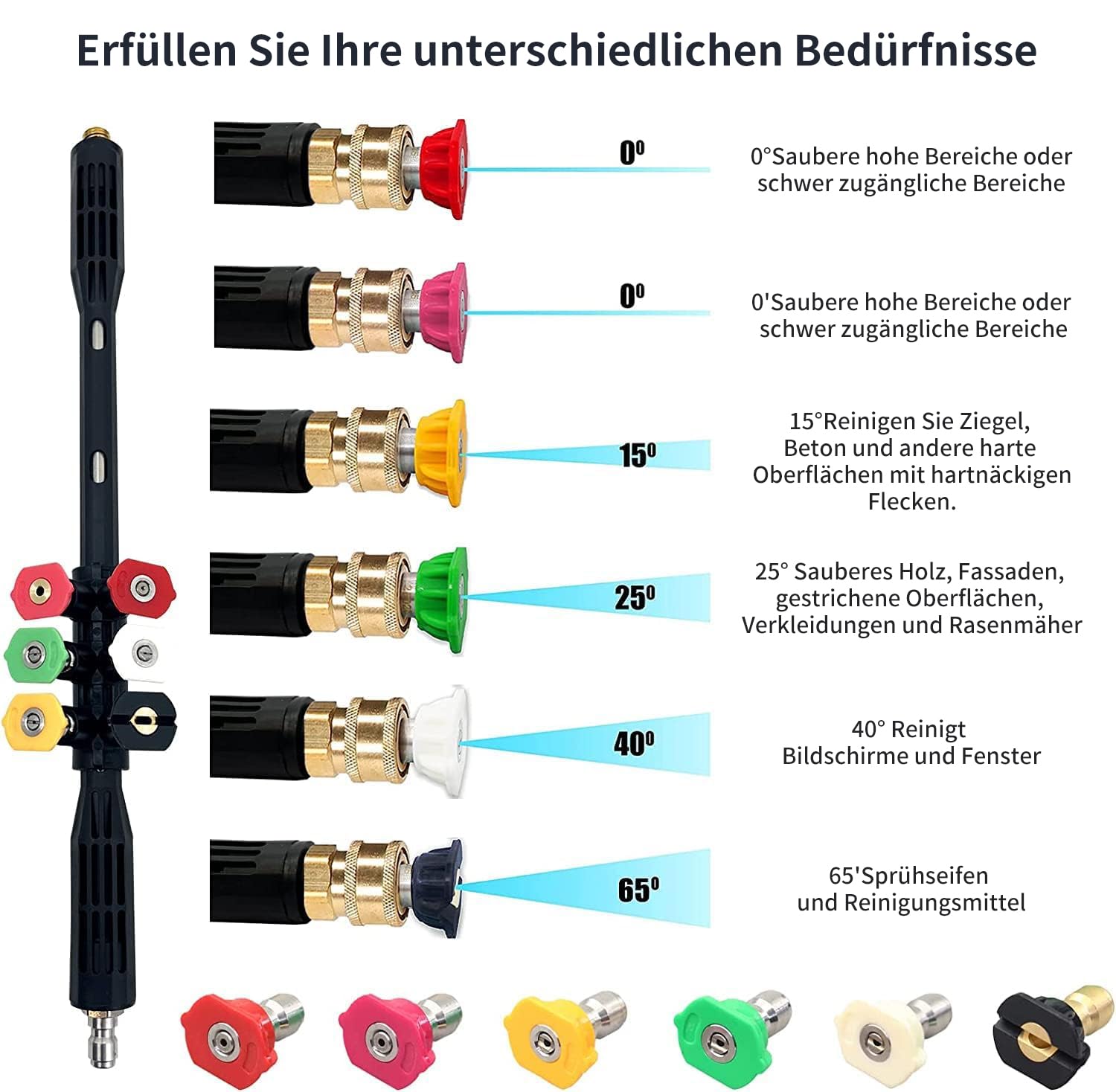 Hochdruckreiniger-Verlängerungsstab mit Karcher-Adapter, kompatibel für K-Serie K2-7, 4000PSI, 1/4 Zoll Schnellanschluss