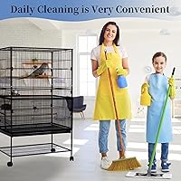 Vista 7 de Daoeny Cubierta grande para jaula de pájaros, protector de semillas para jaula de pájaros, red de malla de nailon suave y aireada ajustable