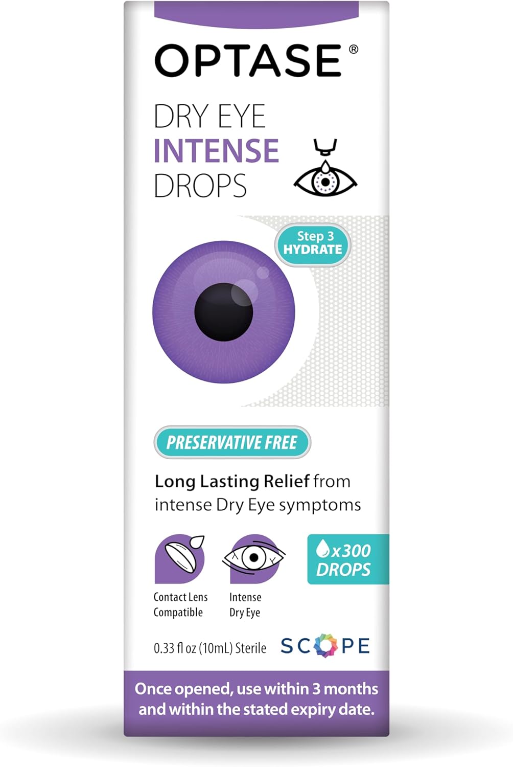 OPTASE Dry Eye Intense Drops - Preservative Free Eye Drops - Multidose Bottle - Step 3 Hydrate - .33 fl oz, 300 Doses - Image 4