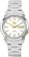 Relógio masculino SNKK07 5 aço inoxidável com mostrador branco, Azul, Relógio de quartzo, corda automática, corda automática, relógio automático