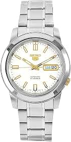 Relógio masculino SNKK07 5 aço inoxidável com mostrador branco, Azul, Relógio de quartzo, corda automática, corda automática, relógio automático