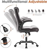 Vista 5 de Sweetcrispy Silla de oficina ejecutiva ergonómica marrón silla de escritorio con ruedas de altura ajustable para computadora con soporte lumbar