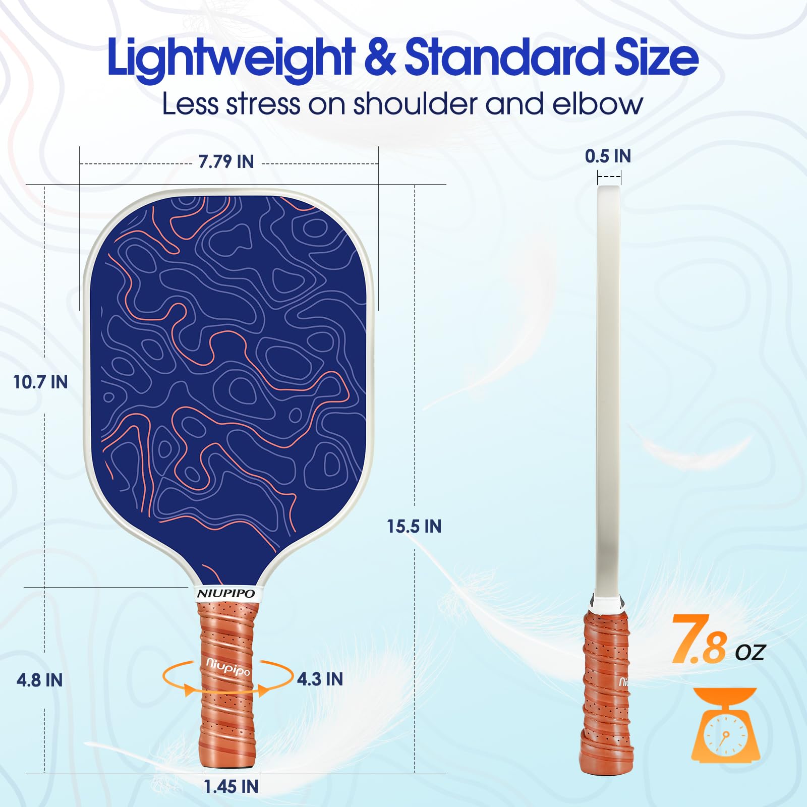 Set di 2 pagaie per pickleball, in fibra di vetro, leggere, con 4 palline da pickleball, 2 raccoglitori per pickleball e borsa in rete lavabile, per principianti/intermedi