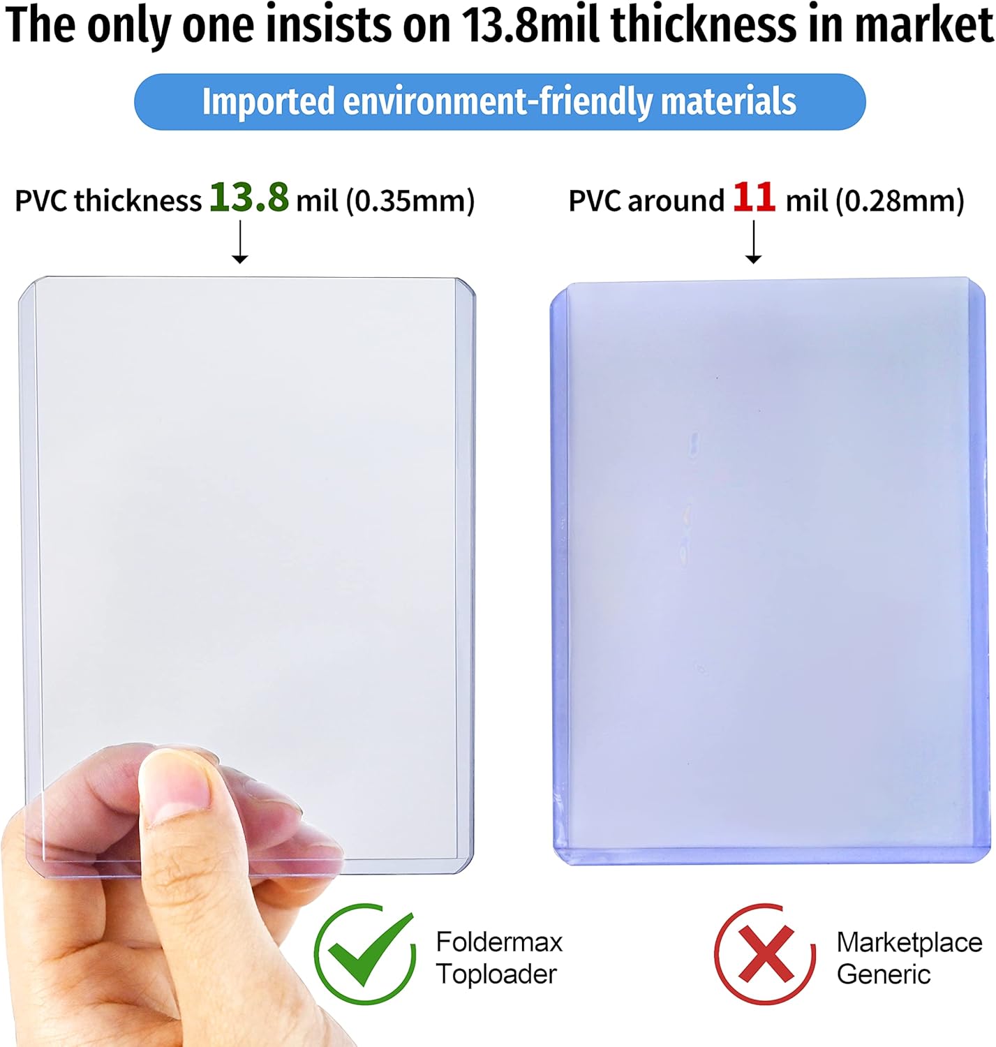 Foldermax 600 Toploaders for Cards 35PT Toploader Card Protector,Hard Plastic Card Sleeves, Baseball Card Protector, Card Holder for Trading Cards Sports Cards MTG (600 Toploaders+ 600 Sleeves)