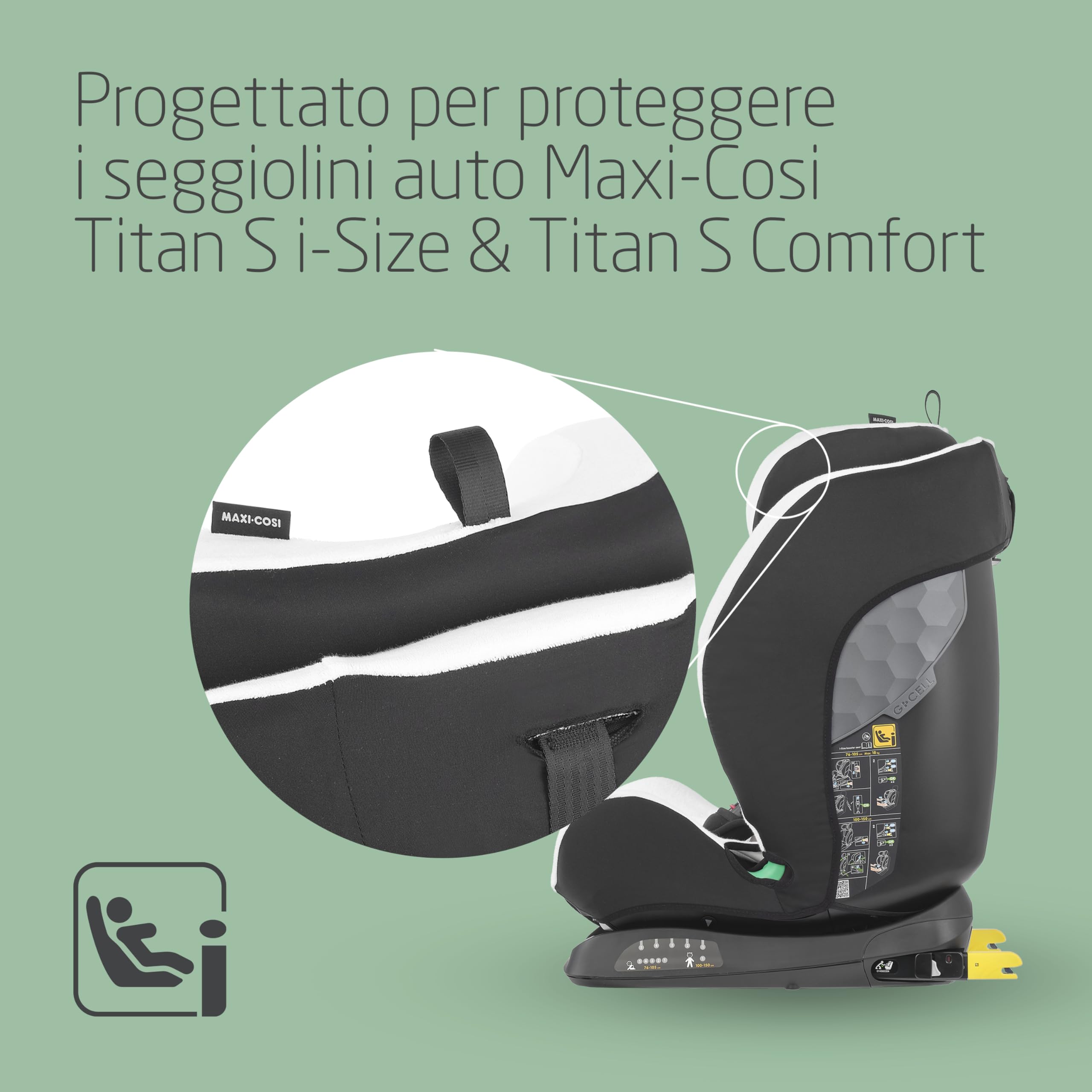 Maxi-Cosi Rivestimento Seggiolino Auto per Titan S i-Size e Titan S Comfort, Copri Seggiolino per Bambini, Cotone Morbido e Traspirante Anti Sudore, Lavabile in Lavatrice, Natural White