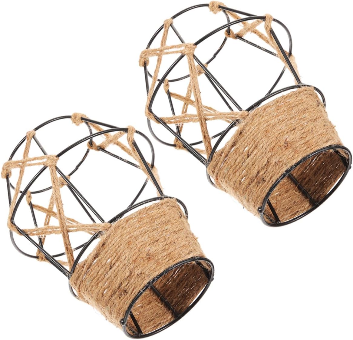 Gadpiparty Metal Cage Lampshade Pendant Hanging Lamp Rope Lampshade Without Cord Wall Lamp Shade