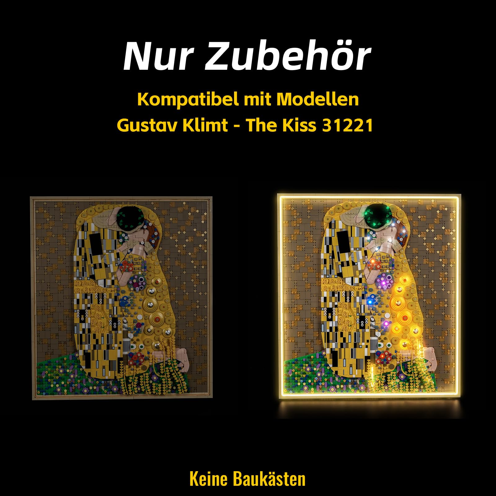 BrickBling Kit d'éclairage LED compatible avec Lego Gustav Klimt - The Kiss