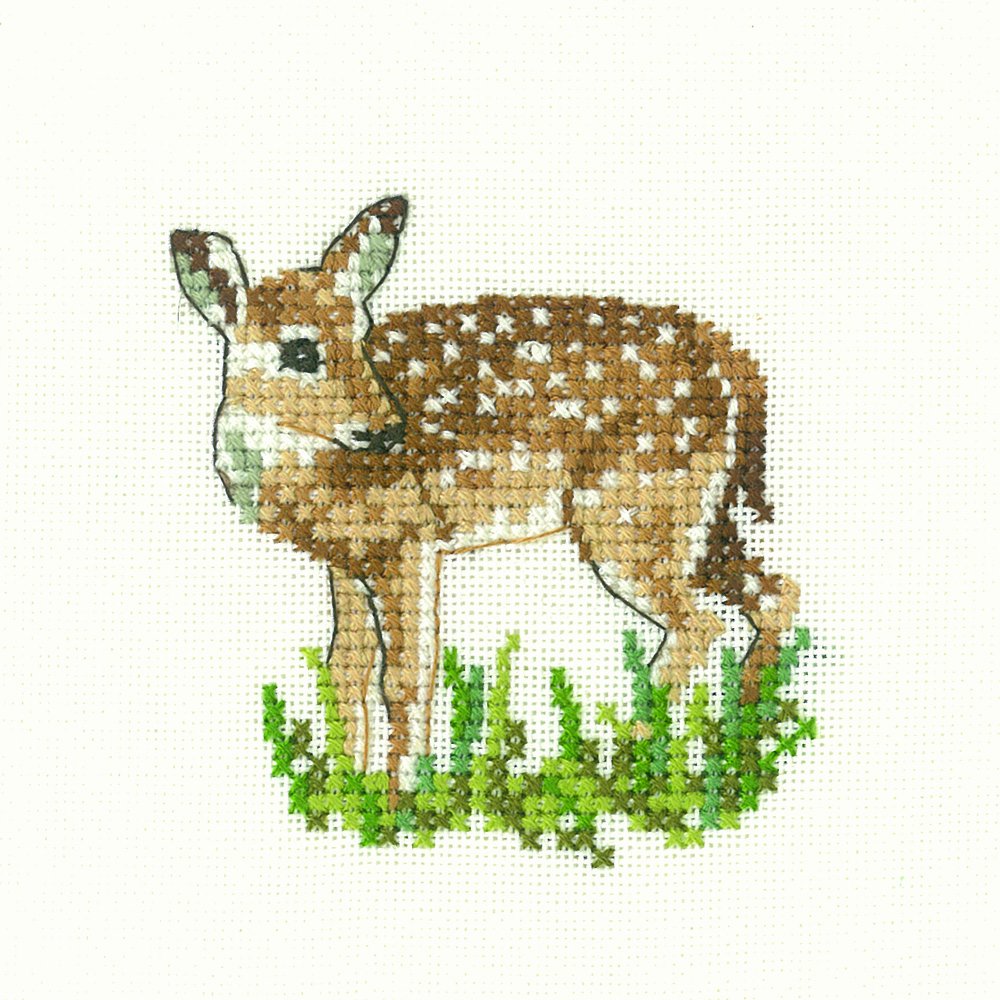 Heritage counted cross stitch kit Aida ""Fawn (A)"", LFFN1141-A, 7x7cm, DIY