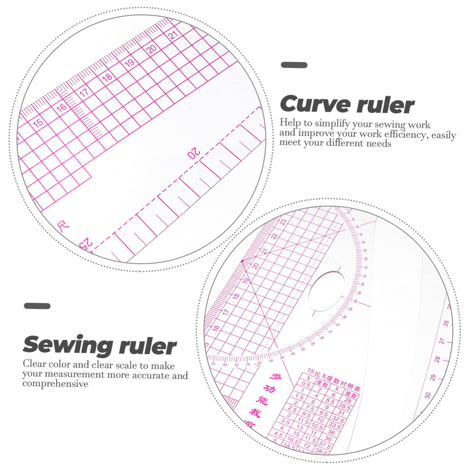 Juego de Reglas de Costura Pvc, 1 Set, para Patronaje | Curva Francesa y Regla de Sastre, Medición Precisa y Portátil, para Corte E Imposición