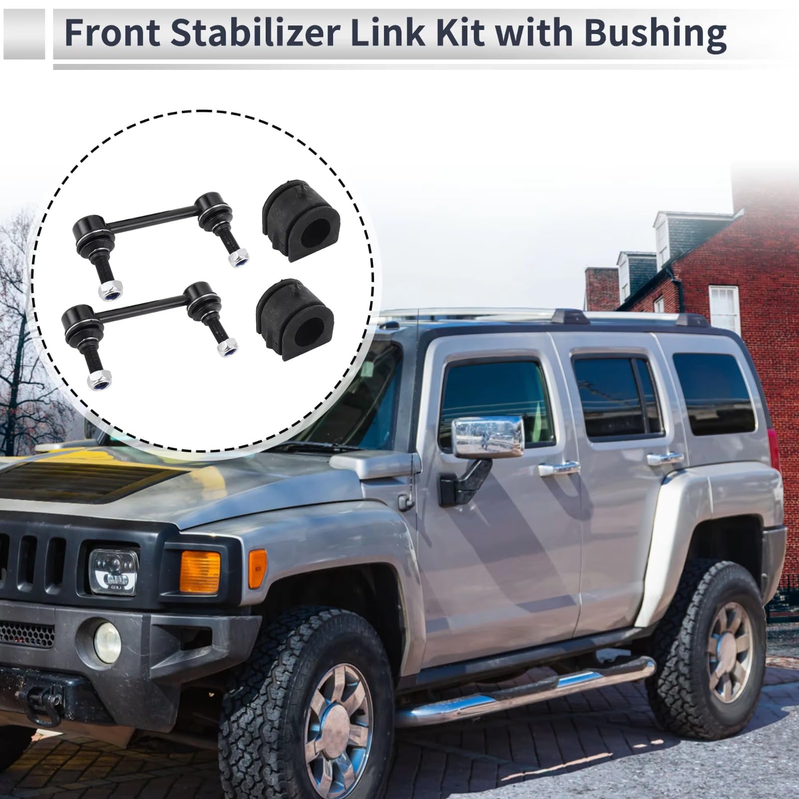 Bieletas de Barra estabilizadora Delantera con 2 bujes K750185 K201407 compatibles con Hummer H3 2006 2007 2008 2009 2010