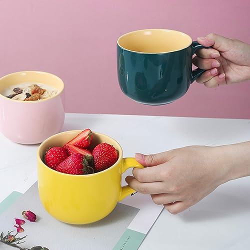 Miniatura 4 de TeenFighter Taza de avena grande de porcelana, 23 onzas (23.0 fl oz), taza de café ancha, taza de desayuno y tazón de sopa, apta para microondas y