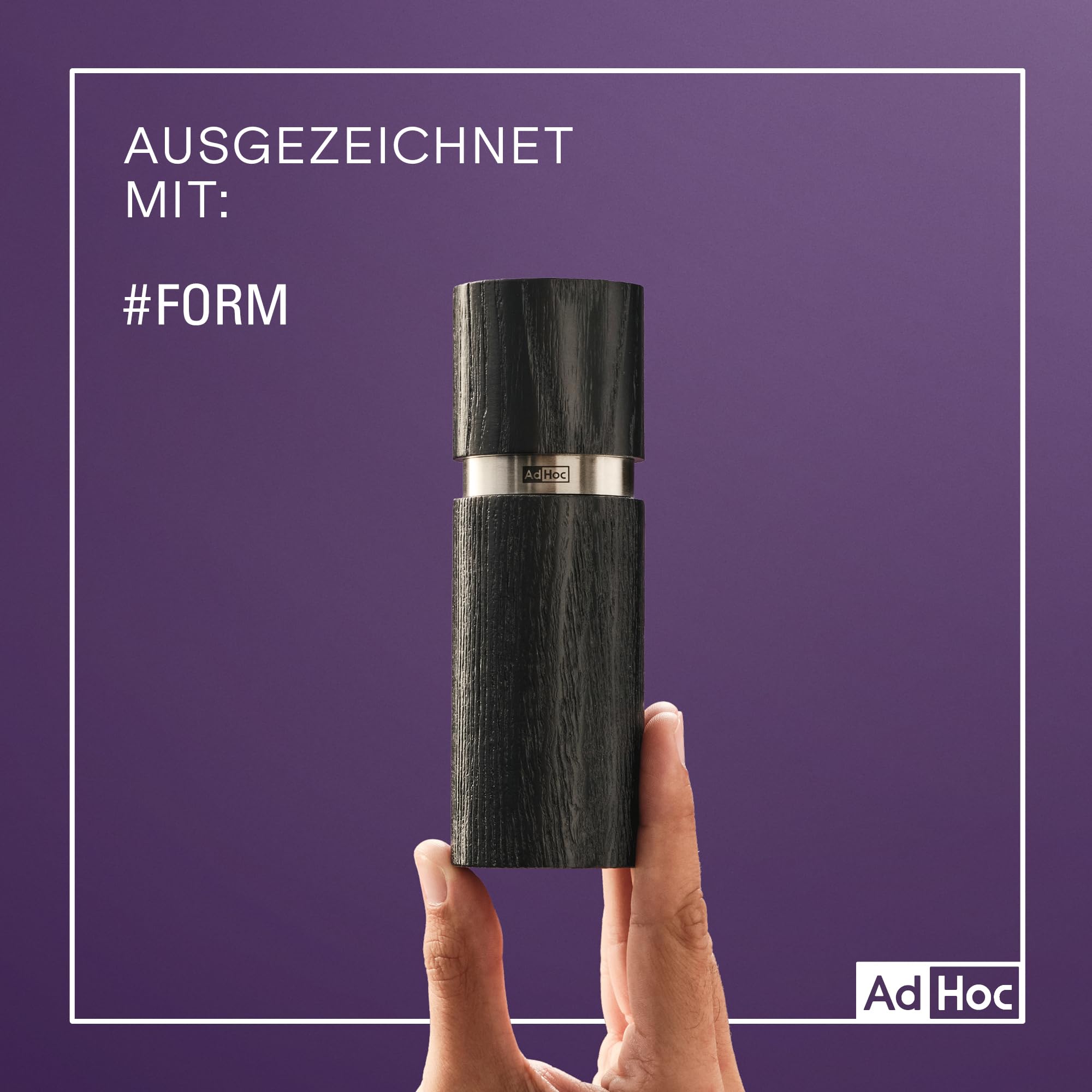 AdHoc Textura Pfeffer- & Salzmühlen Set, Gewürzmühlen aus Eschenholz | Mit CeraCut® Keramikmahlwerk für Salz & Pfeffer, stufenlos verstellbar, Edelstahl & Eschenholz, 15 cm