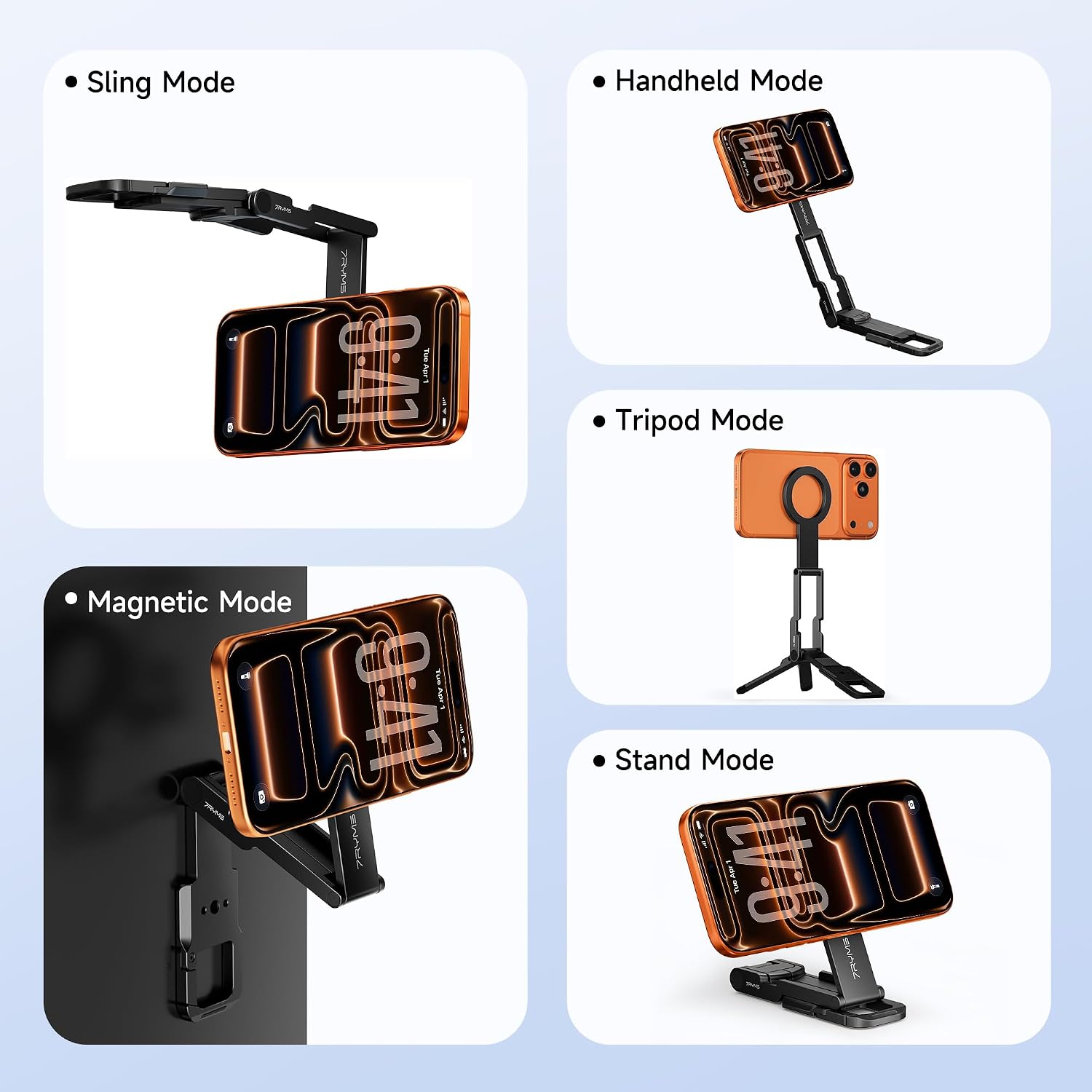 7RYMS 7RIG T1 Magnetic Phone Tripod for iPhone/Android, Aluminium MagSafe Phone Holder with Magnet Foldable Hook, 1/4" Screw, Mini Smartphone Stand for Vlog, Gym, Travel, Filming, Video Recording