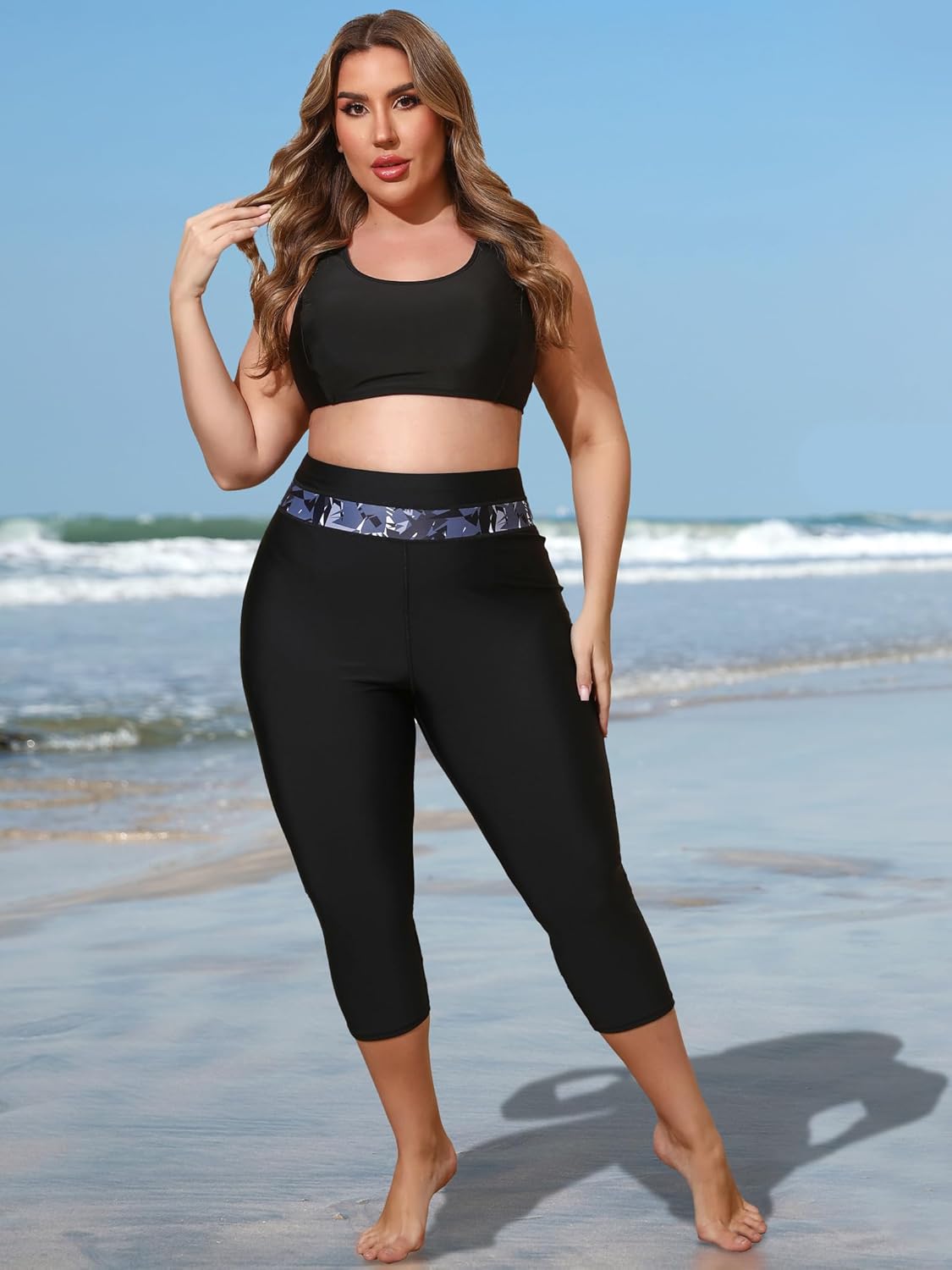ATTRACO Swim Pants for Women High Waisted Swim Capris Swim Shorts Swimming Leggings - Image 3