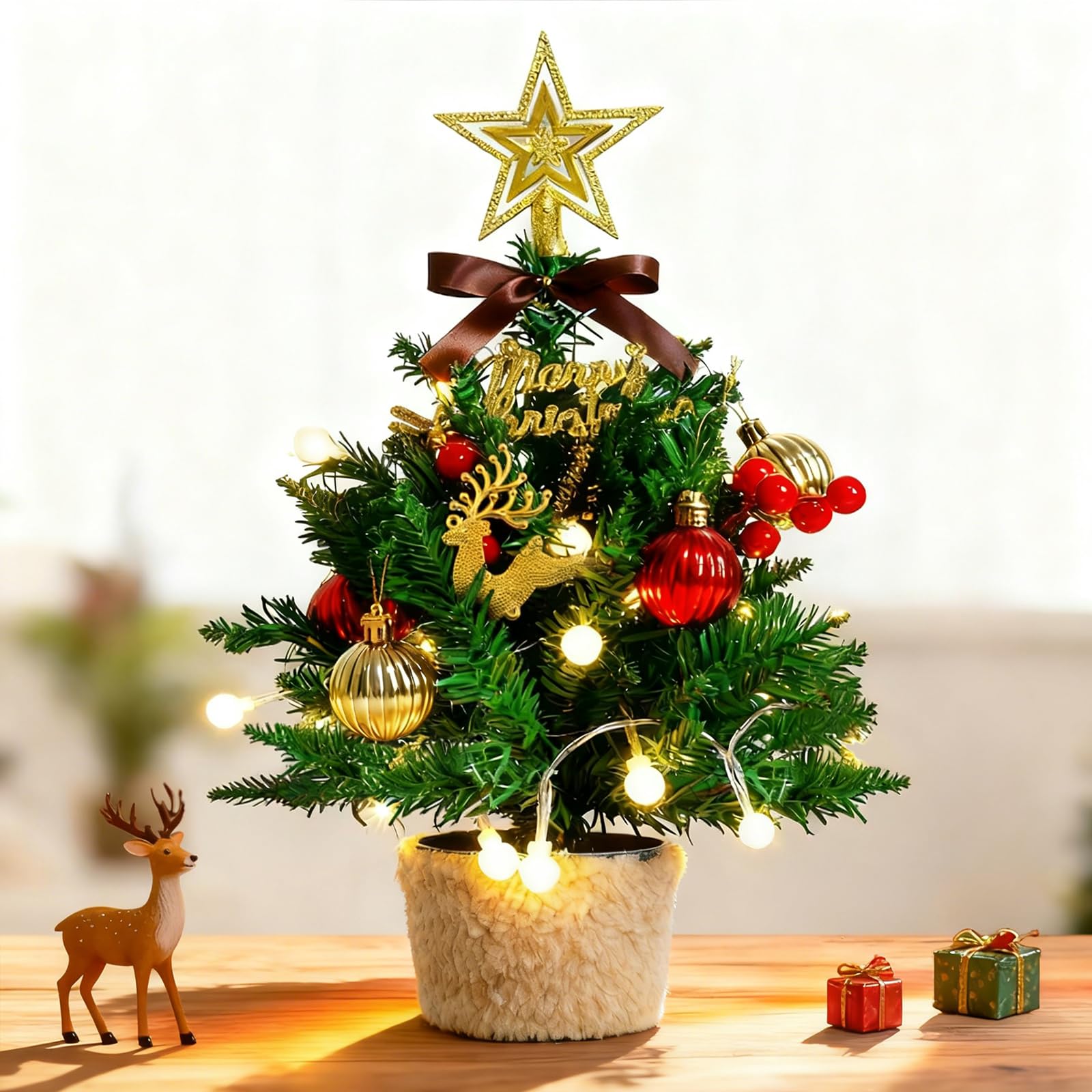 Amazon.co.jp: Dalugo クリスマスツリー 卓上 ミニツリー オーナメント