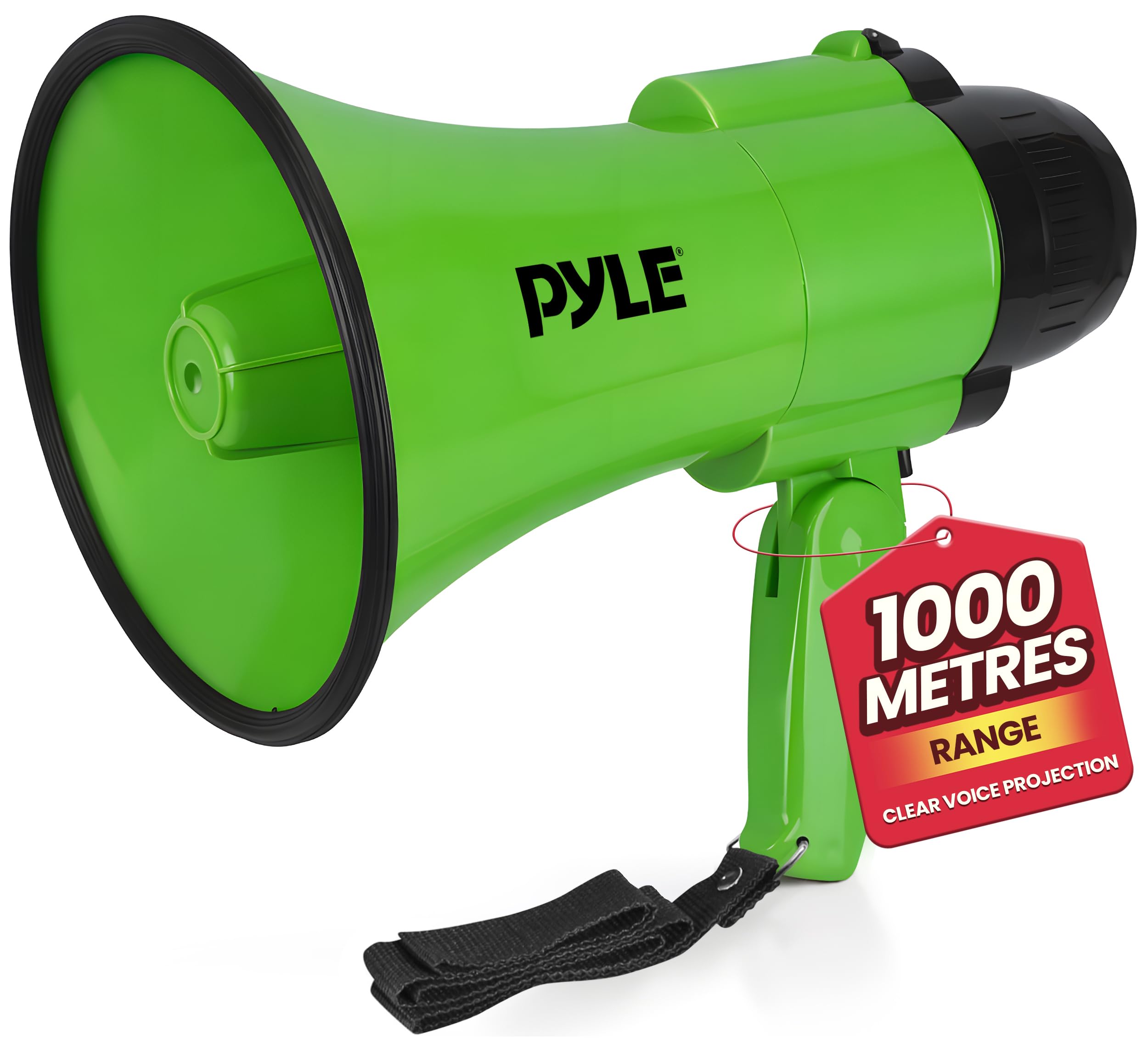 Pyle PMP32GR Portable Megaphone Speaker 30 Watt Power Siren Bullhorn Compact and Battery Operated - Green