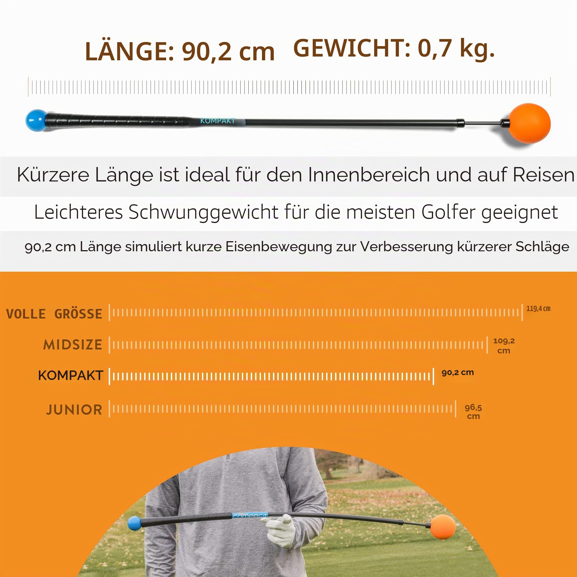 Orange Whip Golf Swing Trainer Aid - for Improved Rhythm, Flexibility, Balance, Tempo, and Strength
