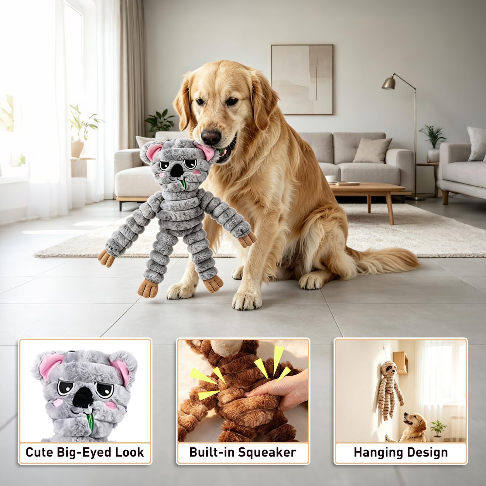 Jouet couineur en peluche, grand jouet pour chien pour mâcheurs
