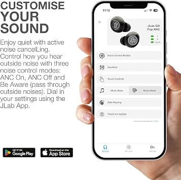 JLab Go Air Pop ANC Earbuds with Mic - Bluetooth, Black