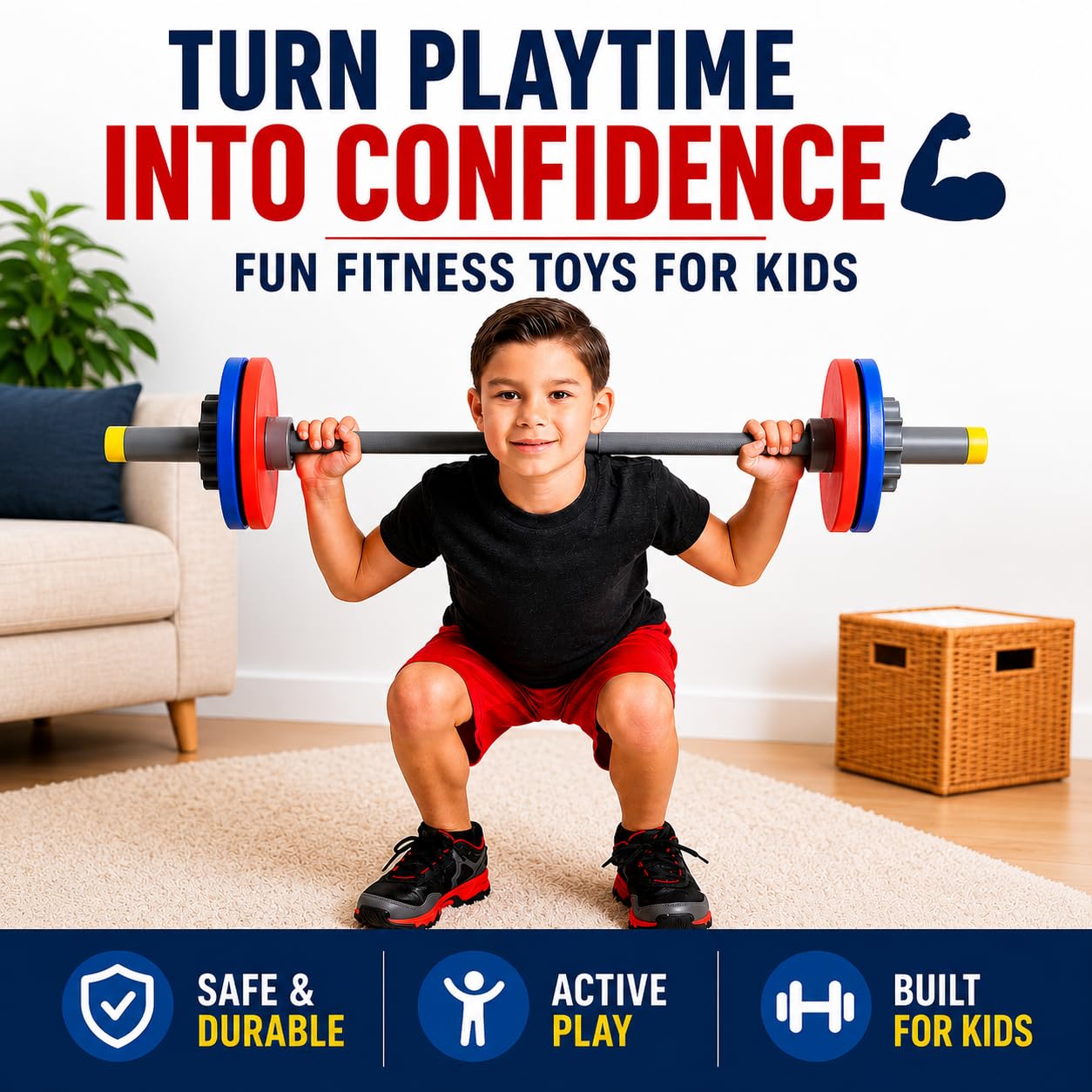 Barra De Entrenamiento Infantil Ajustable De 80 Cm | Set De Pesas De PP Para Niños