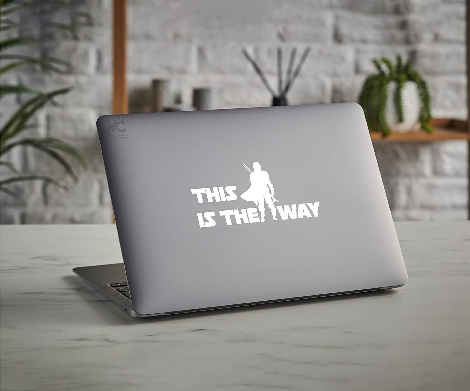 – This is The Way Sticker – Vinyl Mandalorian Sticker for Car, Truck, and Van – Indoor and Outdoor Use for Wall – Long Lasting Waterproof Decal for Laptop MacBook – VC 361 (White) image 2