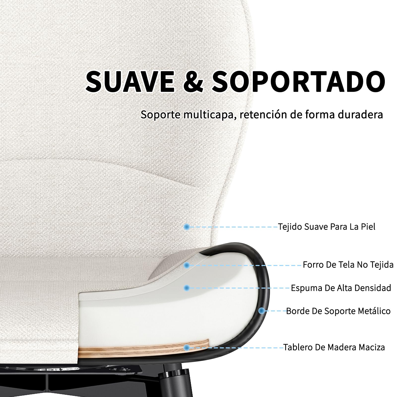 LEWE Juego de 2 Taburetes Altos de Bar, 75 cm Altura del Asiento, Giratorio 360° Sillas Altas de Cocina con Respaldo Acolchado de Tela, Metálica Reposapiés, para Bar, Comedor, Salón-Beige