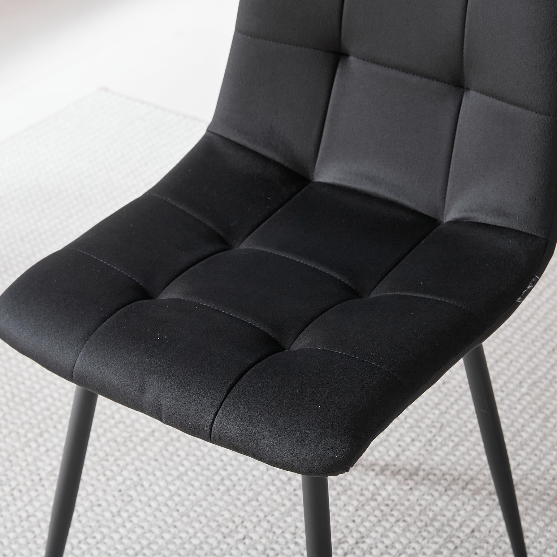 Set Sala da Pranzo, Tavolo da Pranzo Rotondo 100cm con 4 Sedia da Pranzo Imbottita in Vello Olandese, Ideale per Cucina, Soggiorno, Sala da Pranzo (Legno Scuro+Nero (Vello Olandese))