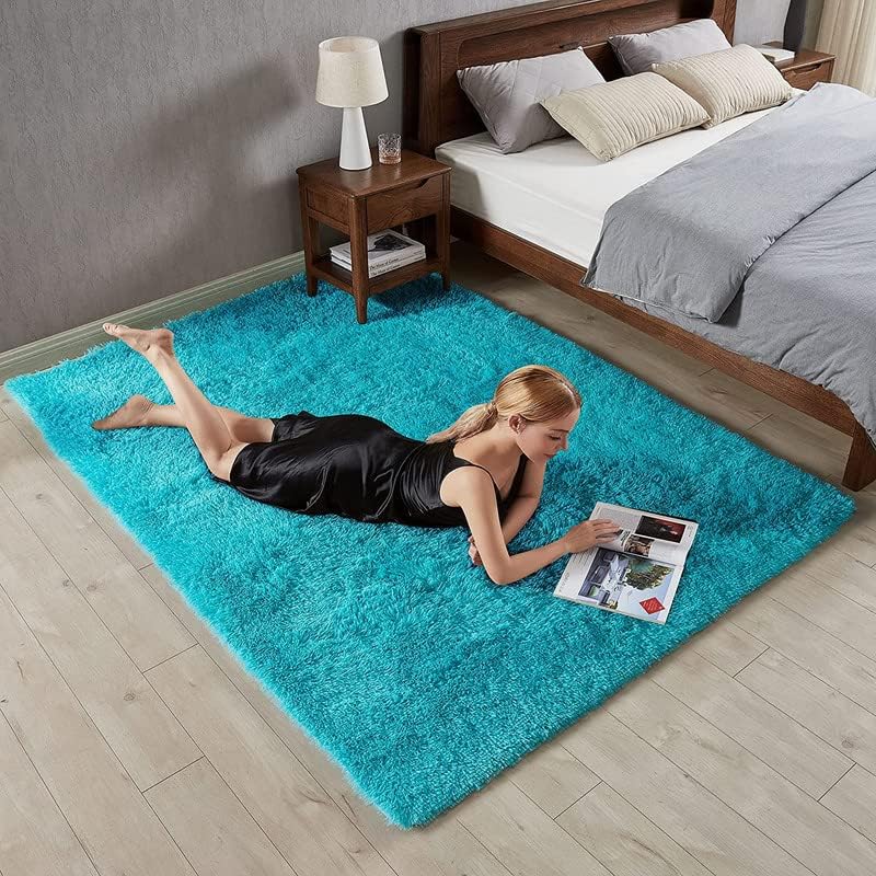Image of Carpet for Hall | Carpet for Living Room |4X6 FEET Rugs for Bedroom | Carpet | Rug for Living Room | Carpet & Rugs for Home Decor | Carpet for Bedroom Floor (Turquoise)