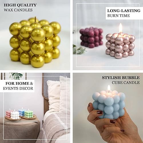 Miniatura 4 de Efavormart - Paquete de 2 velas de cera de parafina con cubo de burbujas de 2 pulgadas, vela cuadrada sin perfume, regalo de fiesta