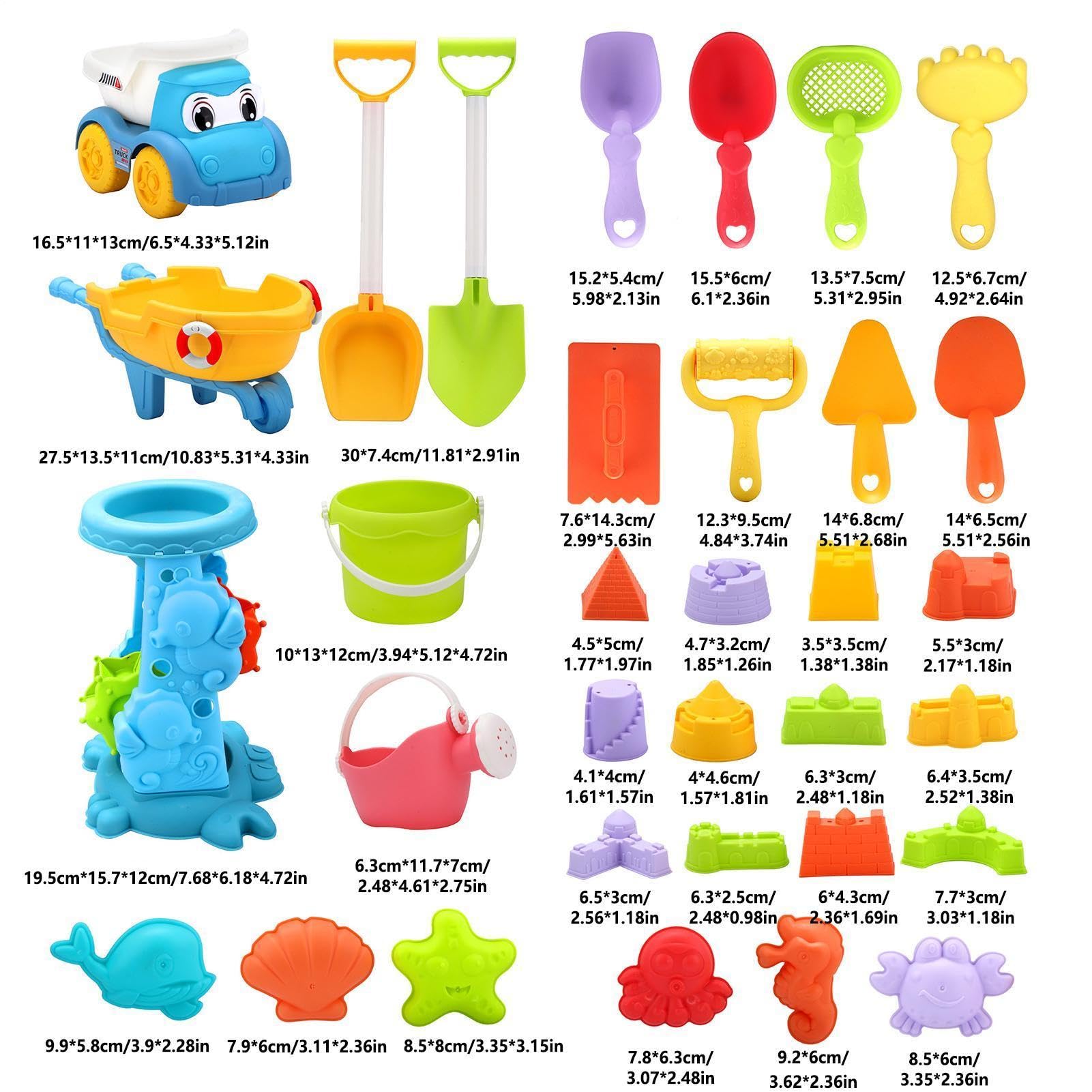 Set da Spiaggia per Bambini | Set da Spiaggia da 30 Pezzi,Estivi per Viaggi e Scatola Sabbia | per Giochi in Acqua, Vacanze al Mare, Estate, Viaggi, attività all'Aperto, Giardino,