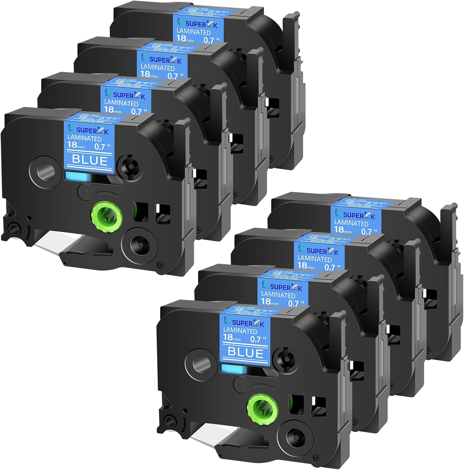 USUPERINK 8PK Compatible for Brother P-Touch Label Maker Tape TZe-545 TZ-545 TZe545 TZ545 White on Blue 18mm 3/4 inch 0.7'' x 26.2ft Laminated TZe TZ Label Tape for PT-P900 P900W P950NW 3600