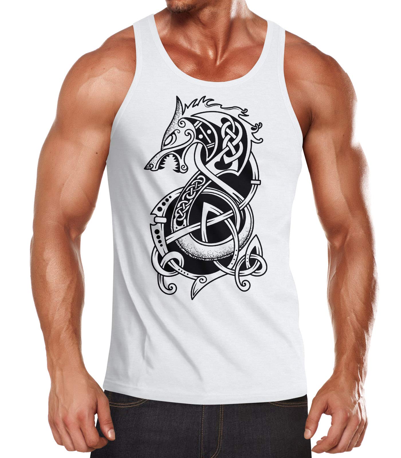 Neverless Herren Tank-Top Wolf Fenrir Nordische Mythologie Muscle Shirt