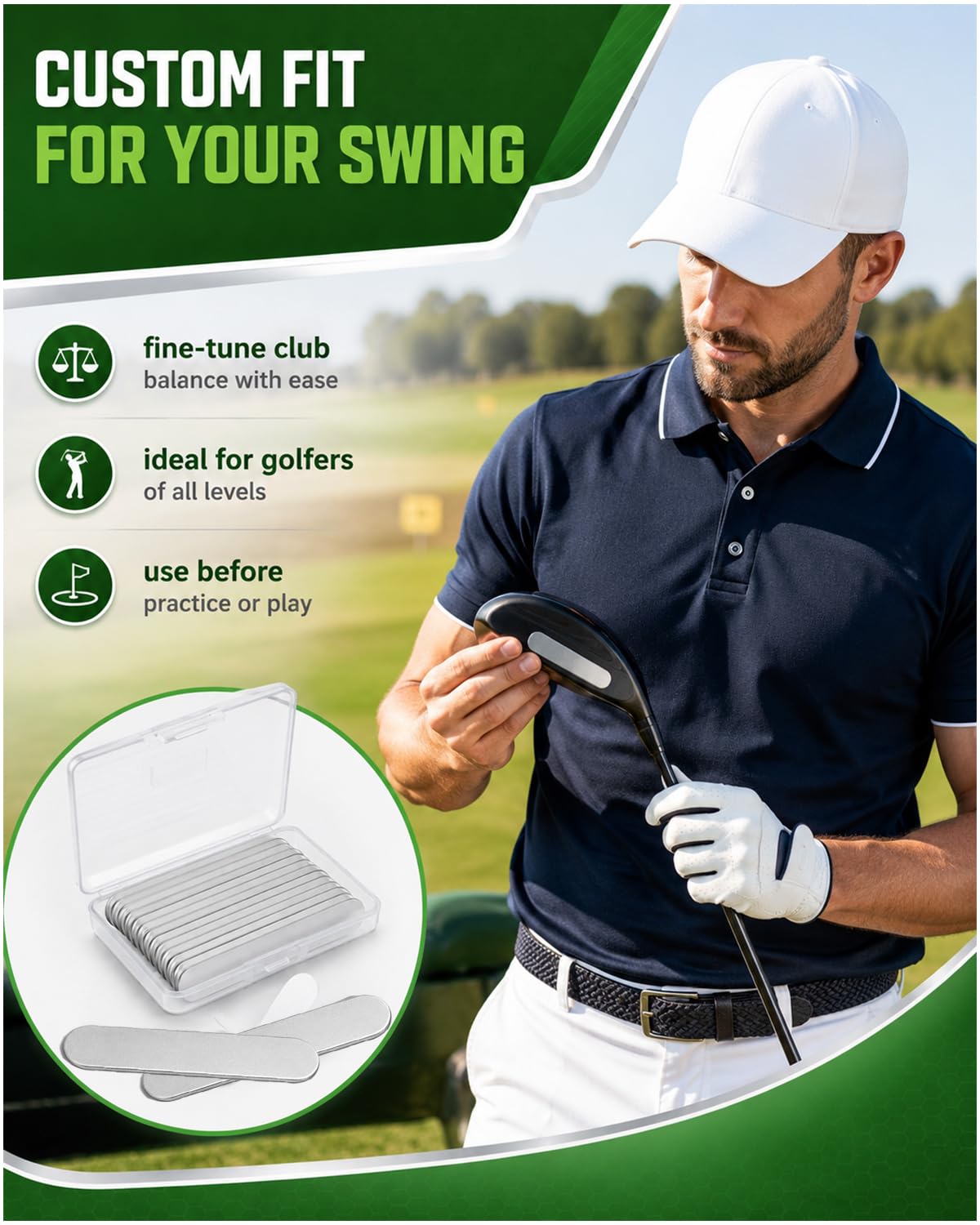 Nastro di Piombo da Golf, 30 Pezzi Strisce Argentee Autoadesive, Adesivo Standard per Peso Equilibrato, Accessori Golf Ottimali per Putter e Tennis
